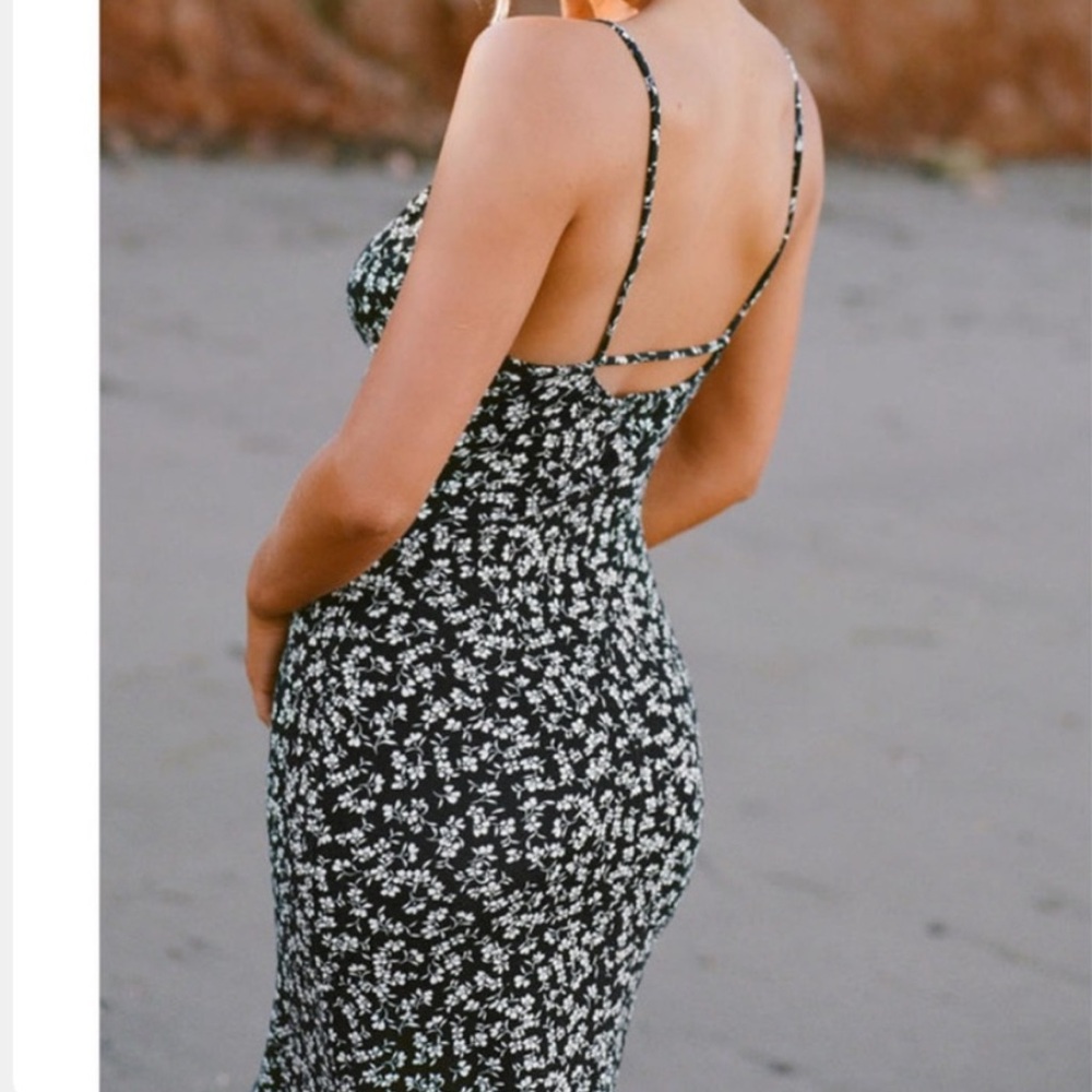 Z Supply Black and White Floral Backless Dress